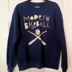 Navy Blue Modern Baseball Crew Neck